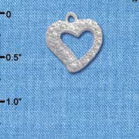 C2666* - Heart with Faux Stone Look (Left or Right) - Silver Charm